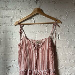 Red and White Striped Sleeveless Dress